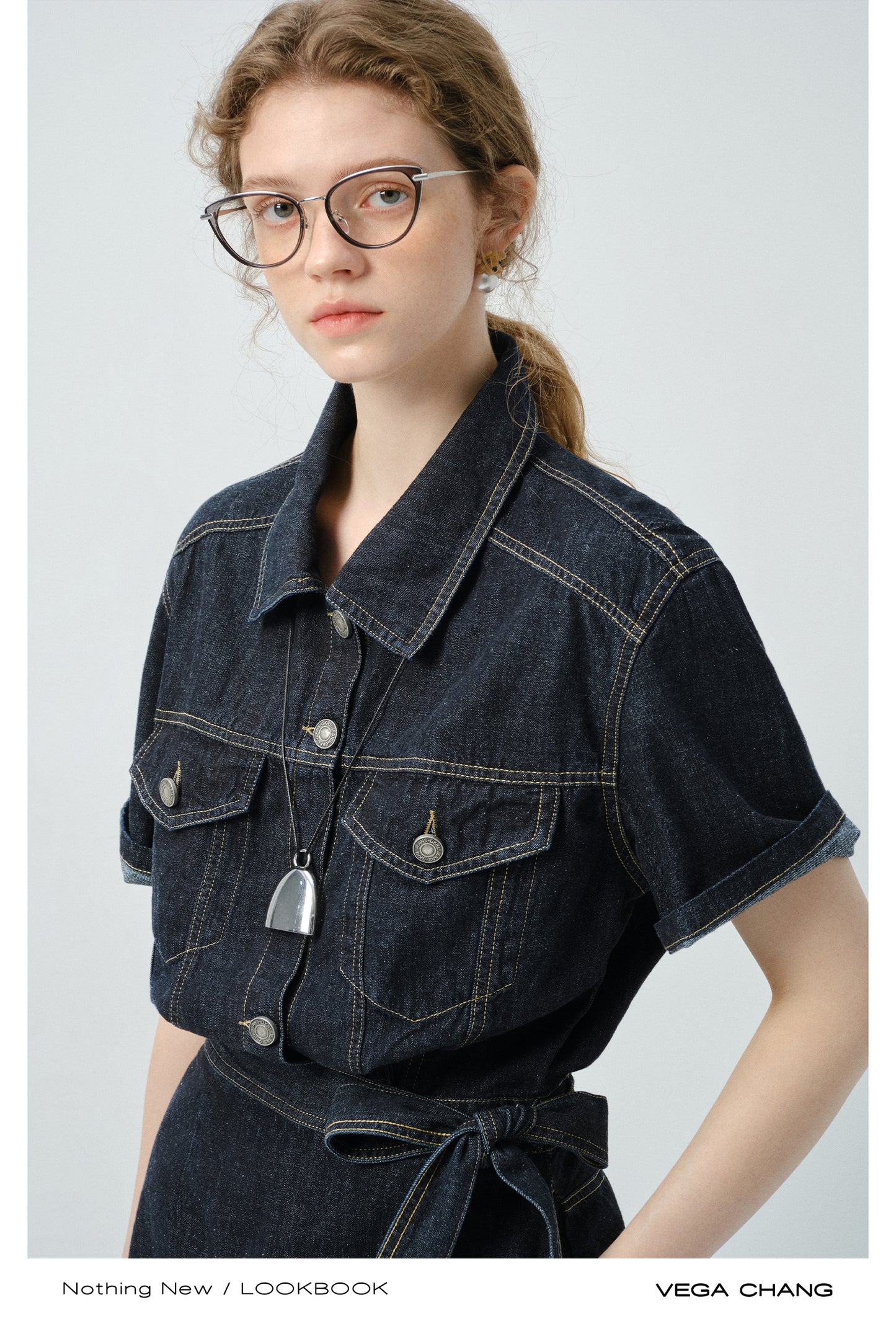 Wrap-Style Denim Shirt Dress