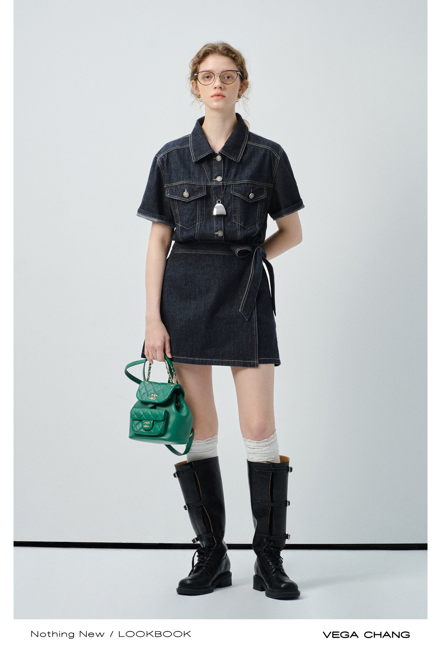 Wrap-Style Denim Shirt Dress
