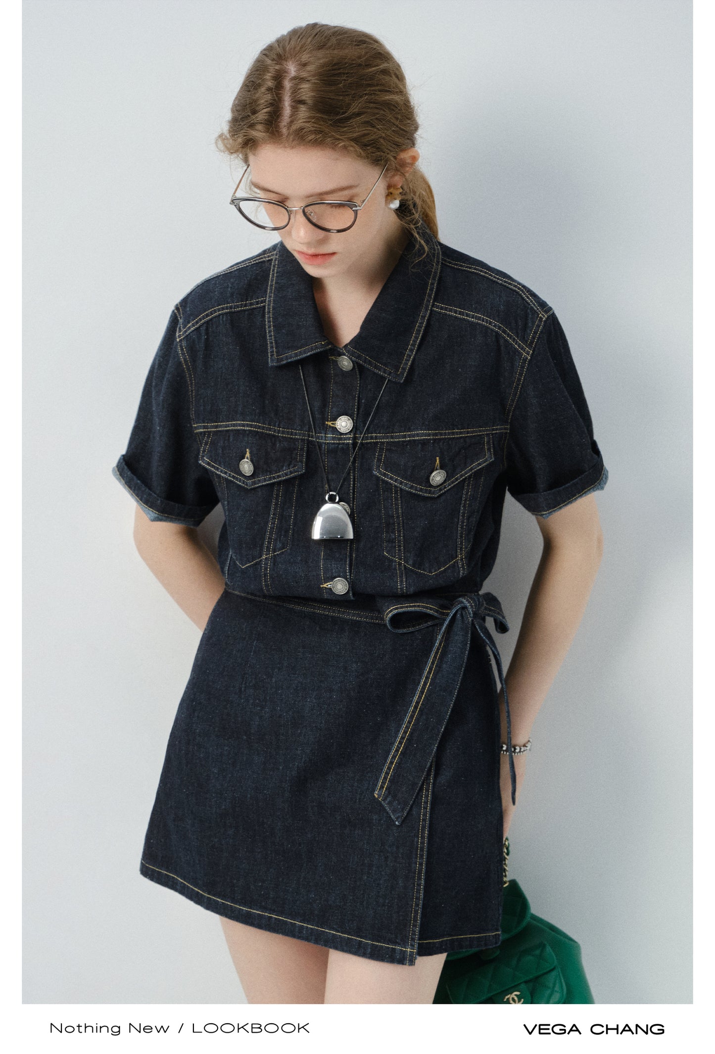 Wrap-Style Denim Shirt Dress