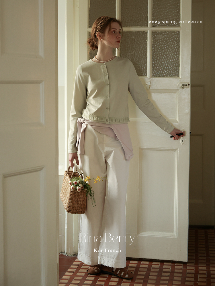 Wide-Leg Straight Pants With Lace-Trimmed Hem