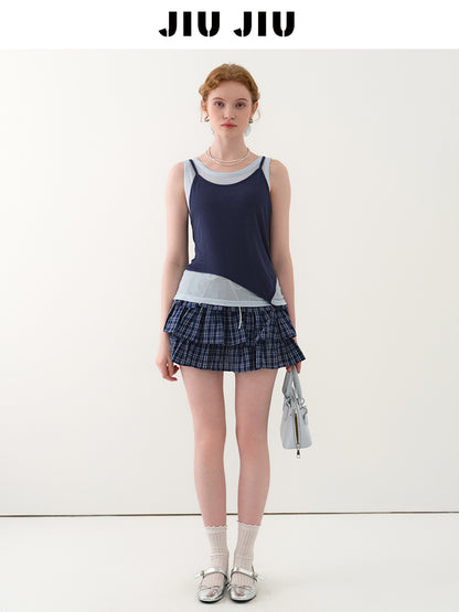 Sheer Tank Top & Overlay Camisole With Asymmetric Hem