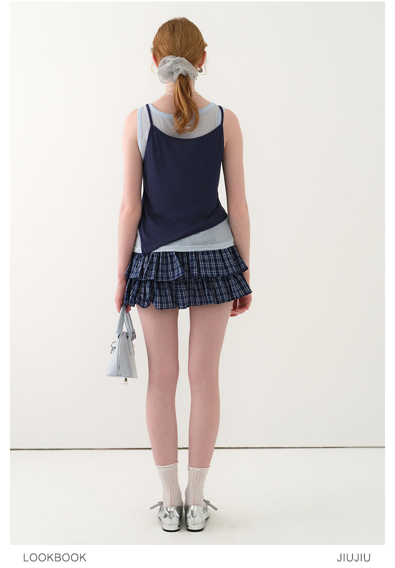Sheer Tank Top & Overlay Camisole With Asymmetric Hem
