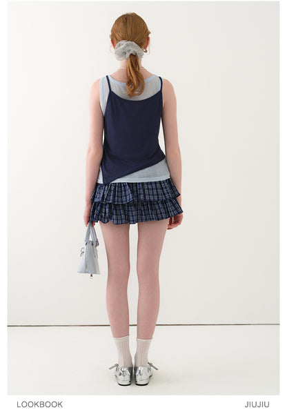Sheer Tank Top & Overlay Camisole With Asymmetric Hem