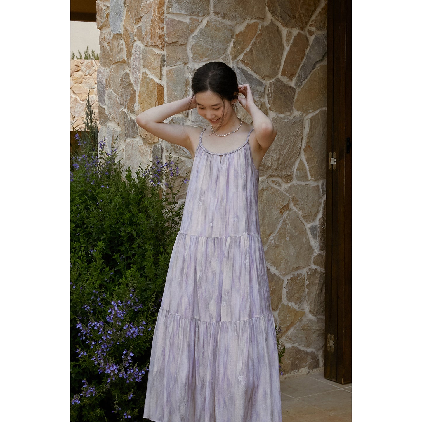 Braided Strap Tiered Gradient Dress
