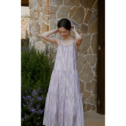 Braided Strap Tiered Gradient Dress
