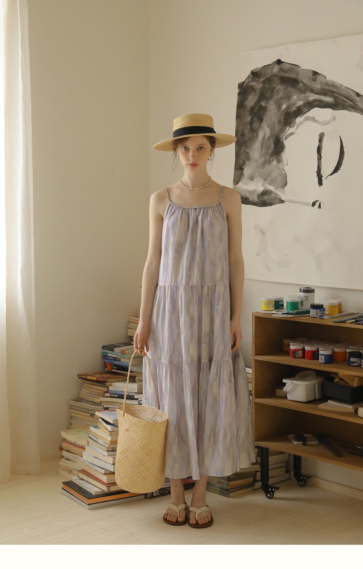 Braided Strap Tiered Gradient Dress