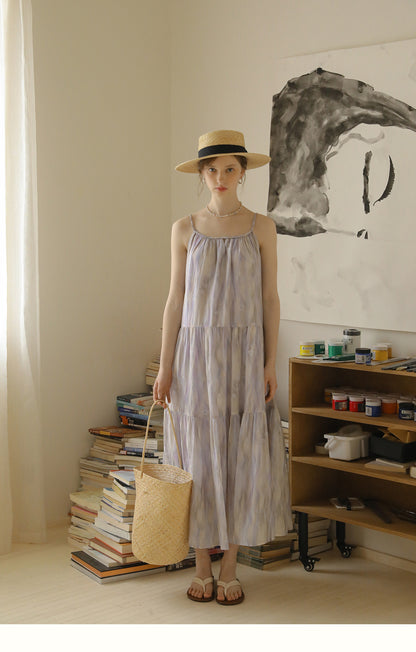 Braided Strap Tiered Gradient Dress