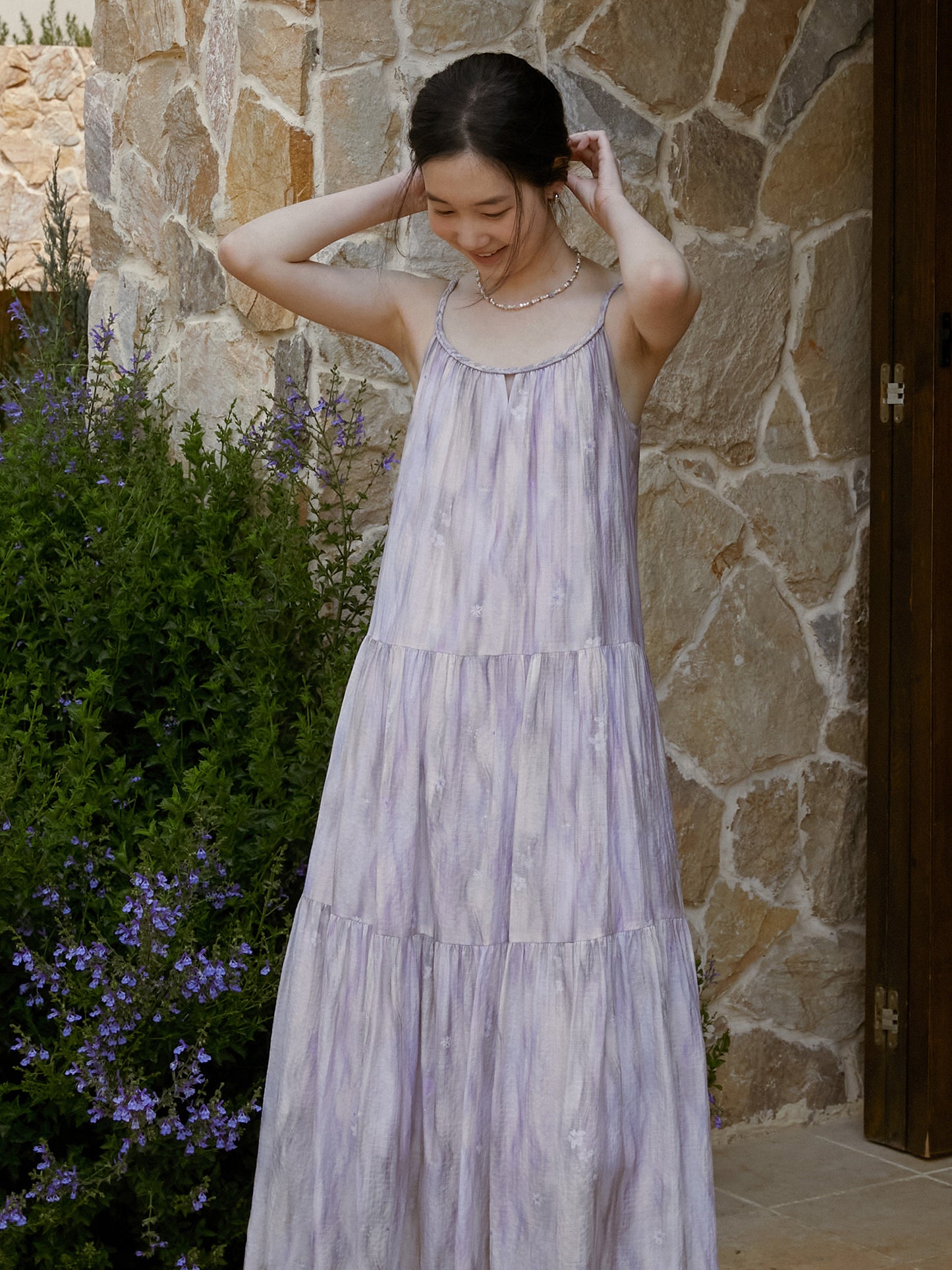 Braided Strap Tiered Gradient Dress