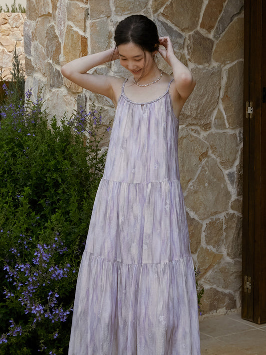 Braided Strap Tiered Gradient Dress