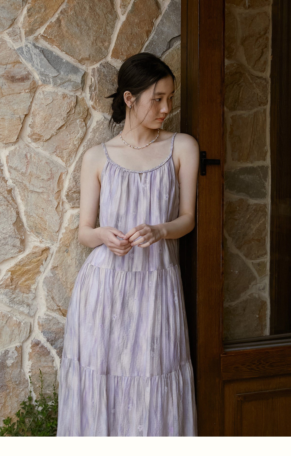 Braided Strap Tiered Gradient Dress