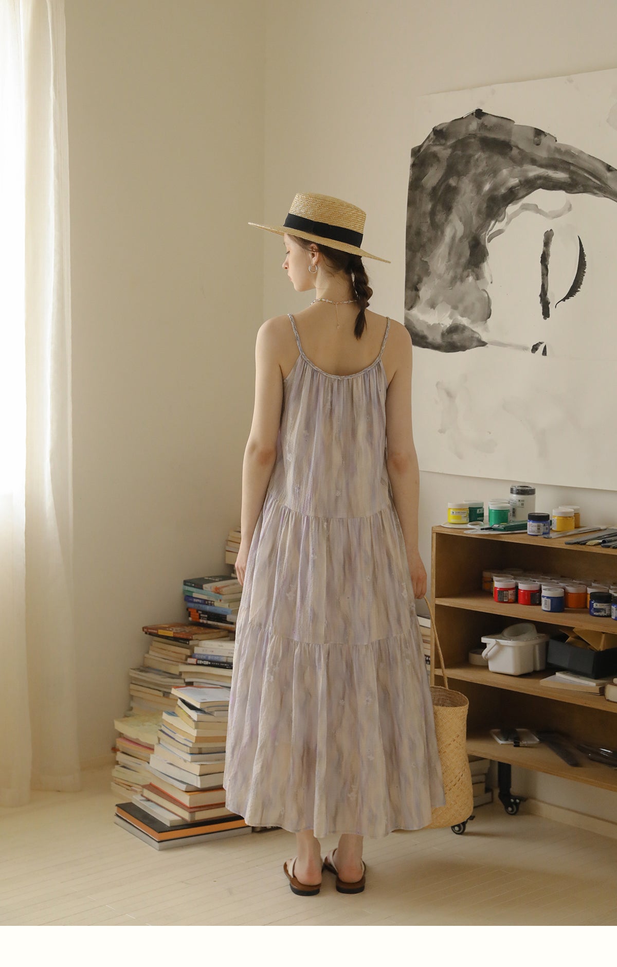 Braided Strap Tiered Gradient Dress