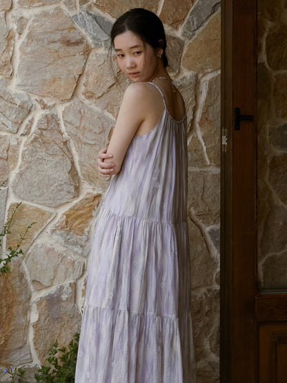 Braided Strap Tiered Gradient Dress
