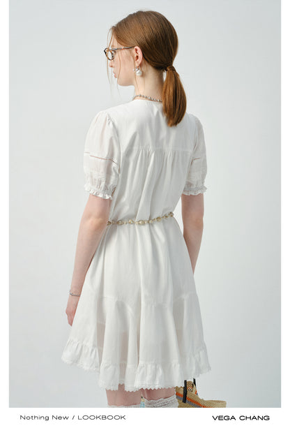 Asymmetric Hem Shirt Dress In Natural Fabric