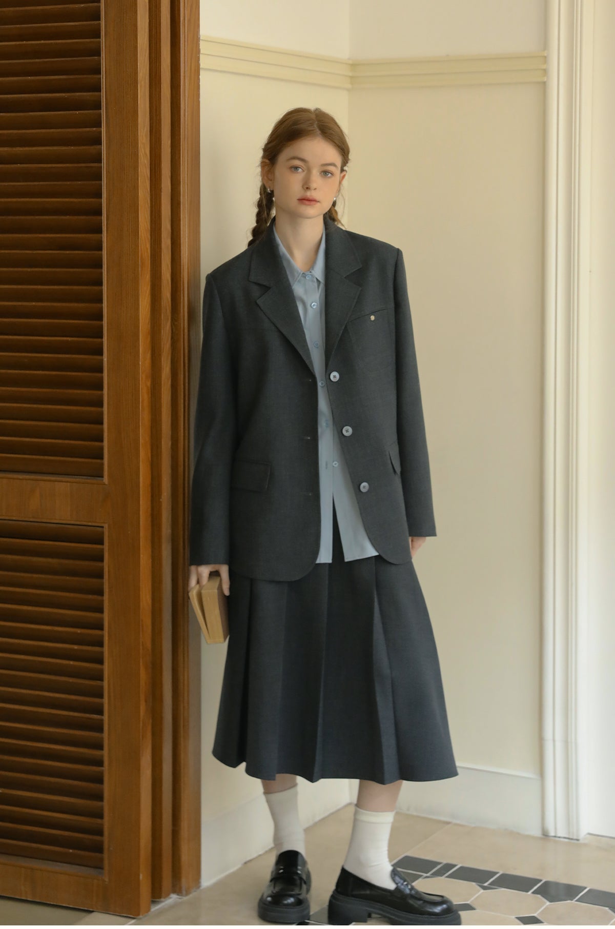 Chic Blazer & Pleated Midi Skirt