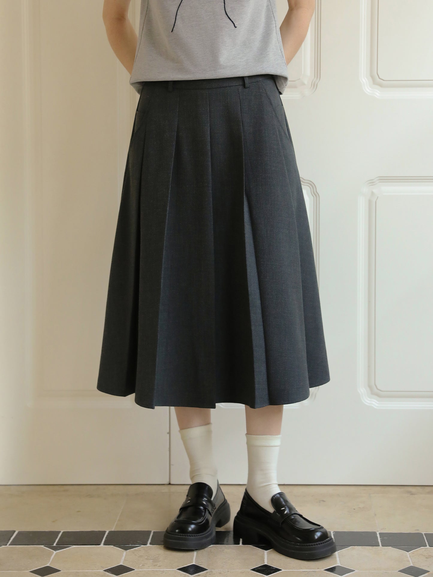 Chic Blazer & Pleated Midi Skirt