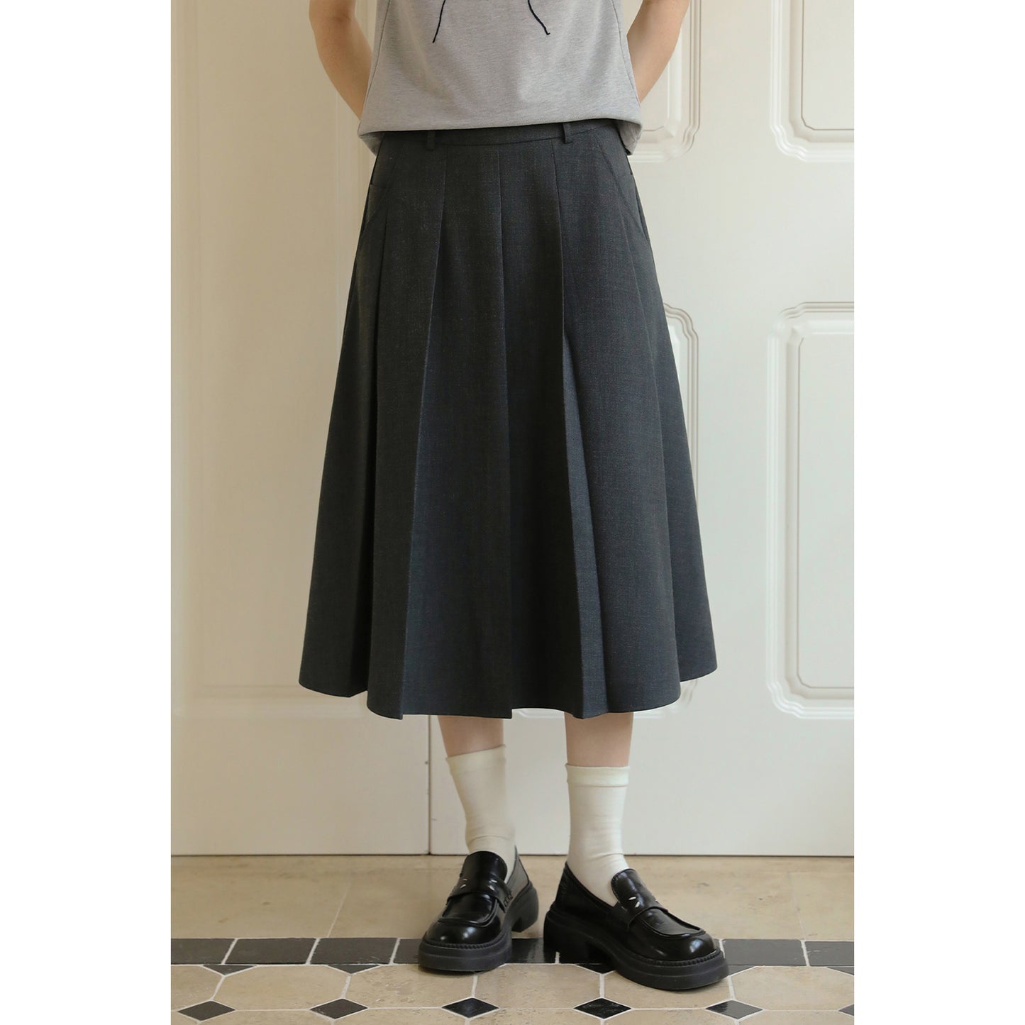 Chic Blazer & Pleated Midi Skirt
