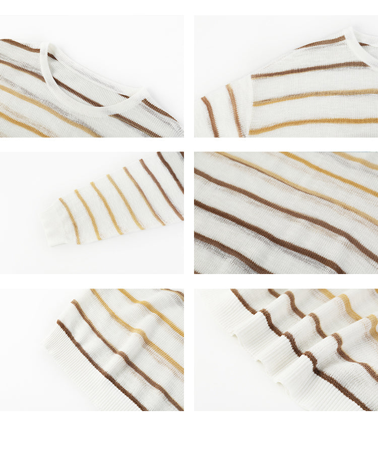 Relaxed Fit Gradient Stripe Sheer T-Shirt