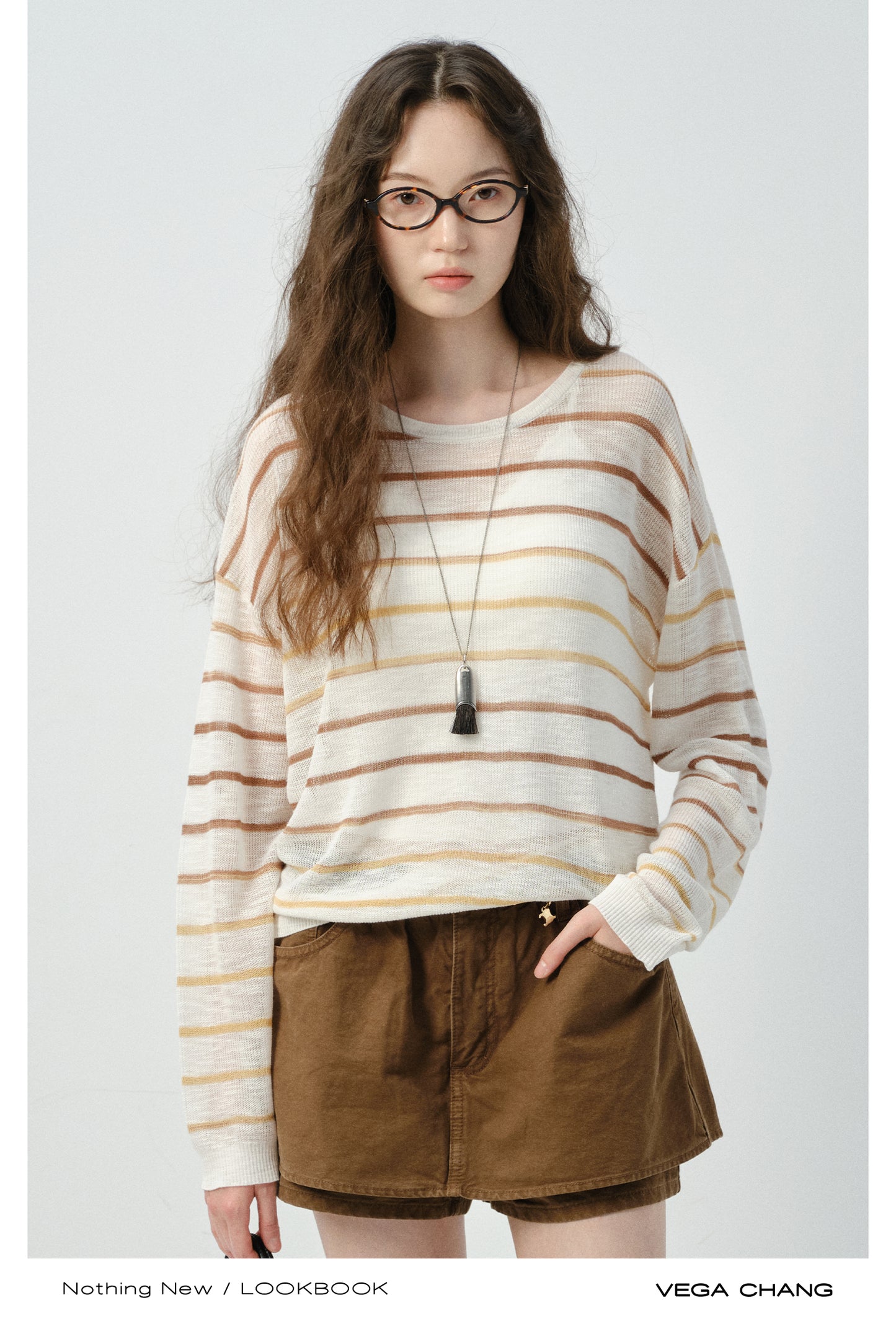 Relaxed Fit Gradient Stripe Sheer T-Shirt