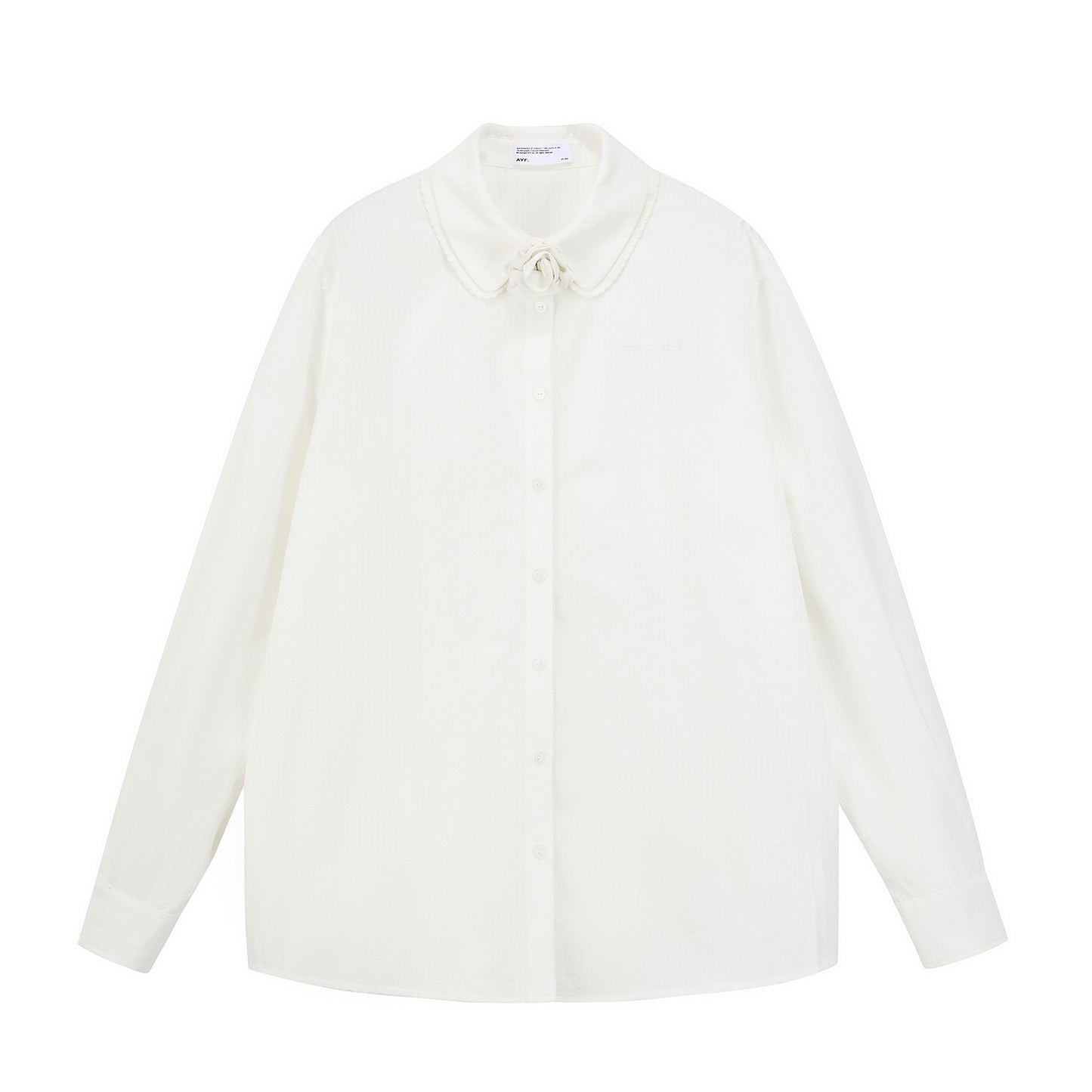 Double Collar Striped Shirt With Floral Accent