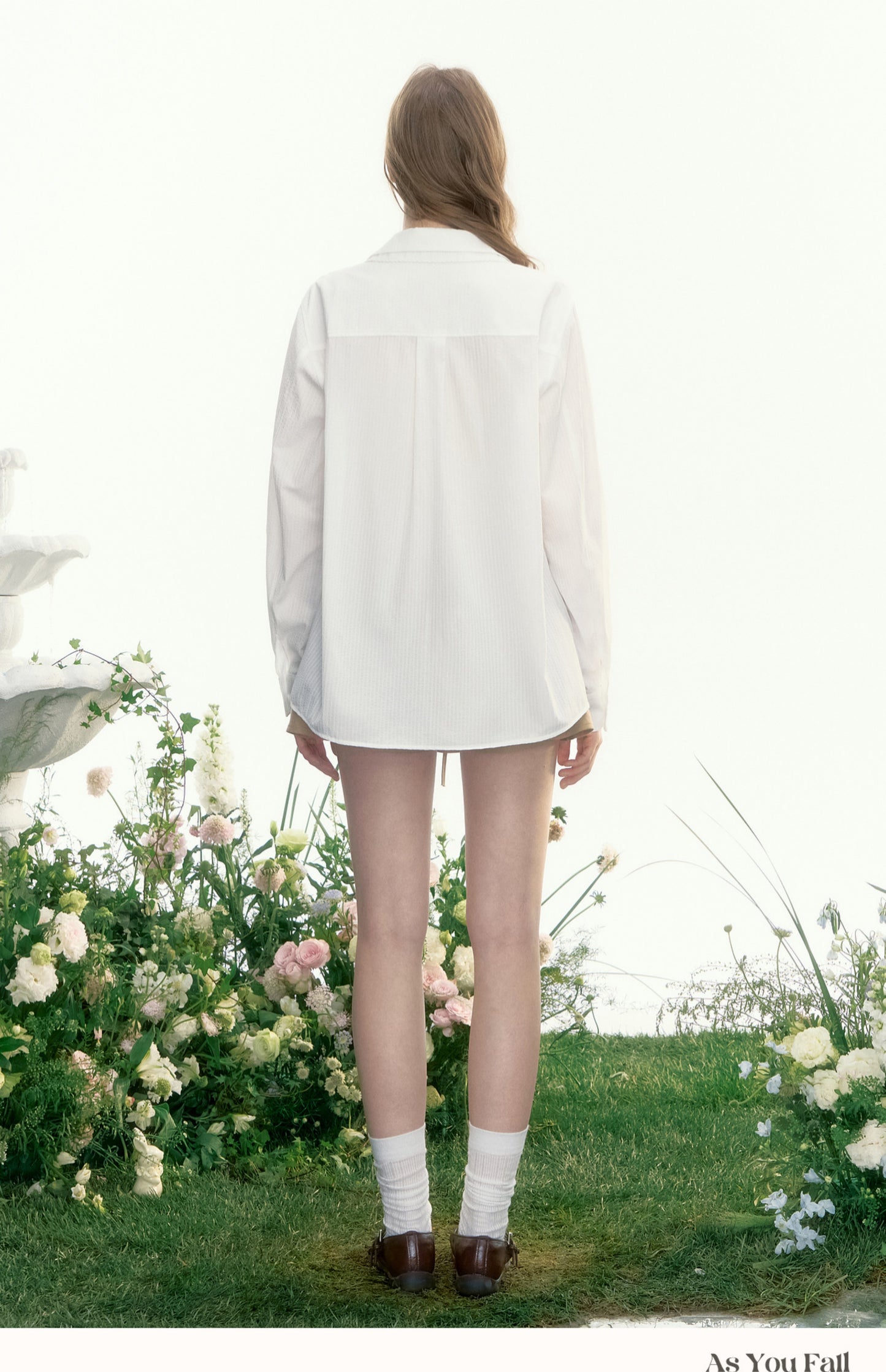 Double Collar Striped Shirt With Floral Accent