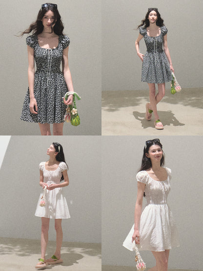 Puff Sleeve Smocked Dress In Short And Long