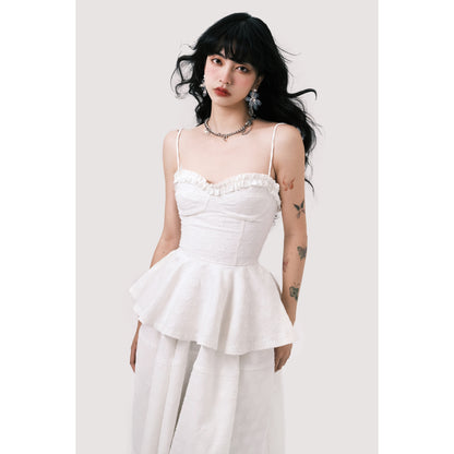 Jacquard Floral Camisole Top And Draped Skirt