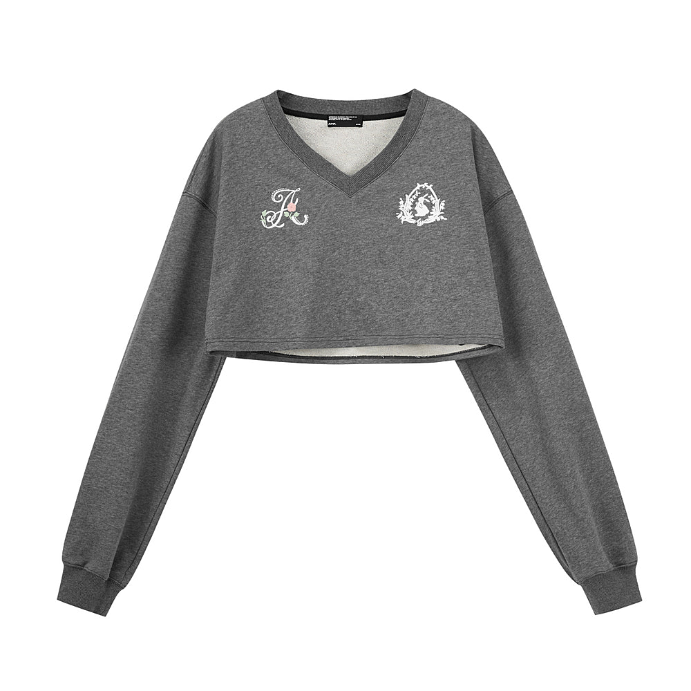 Sleeveless Shirred Shirt & Cropped V-Neck Sweatshirt