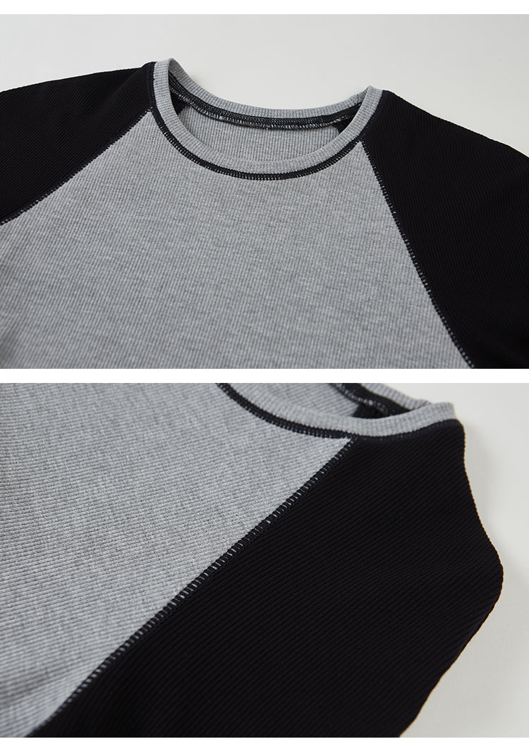 Color Block Raglan Tee With High Elastic Fit