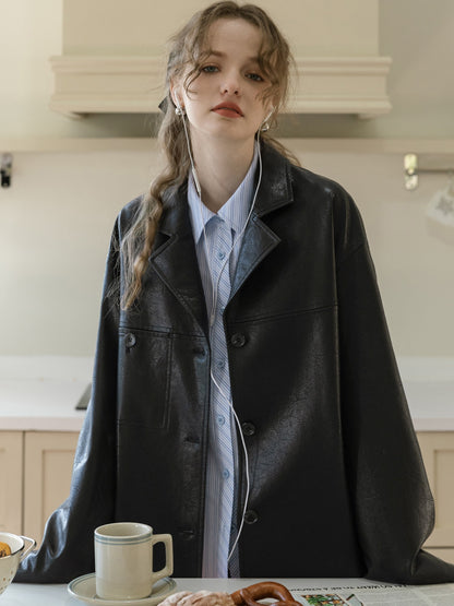 Faux Leather Blazer