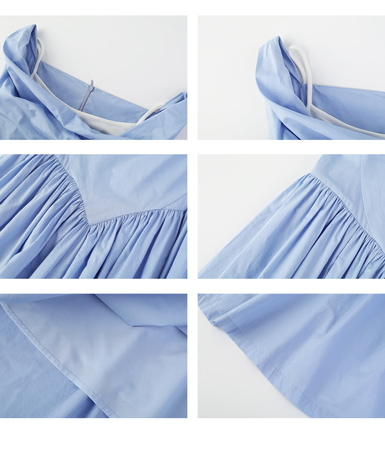 Two-Way Shoulder Draped Cotton Dress