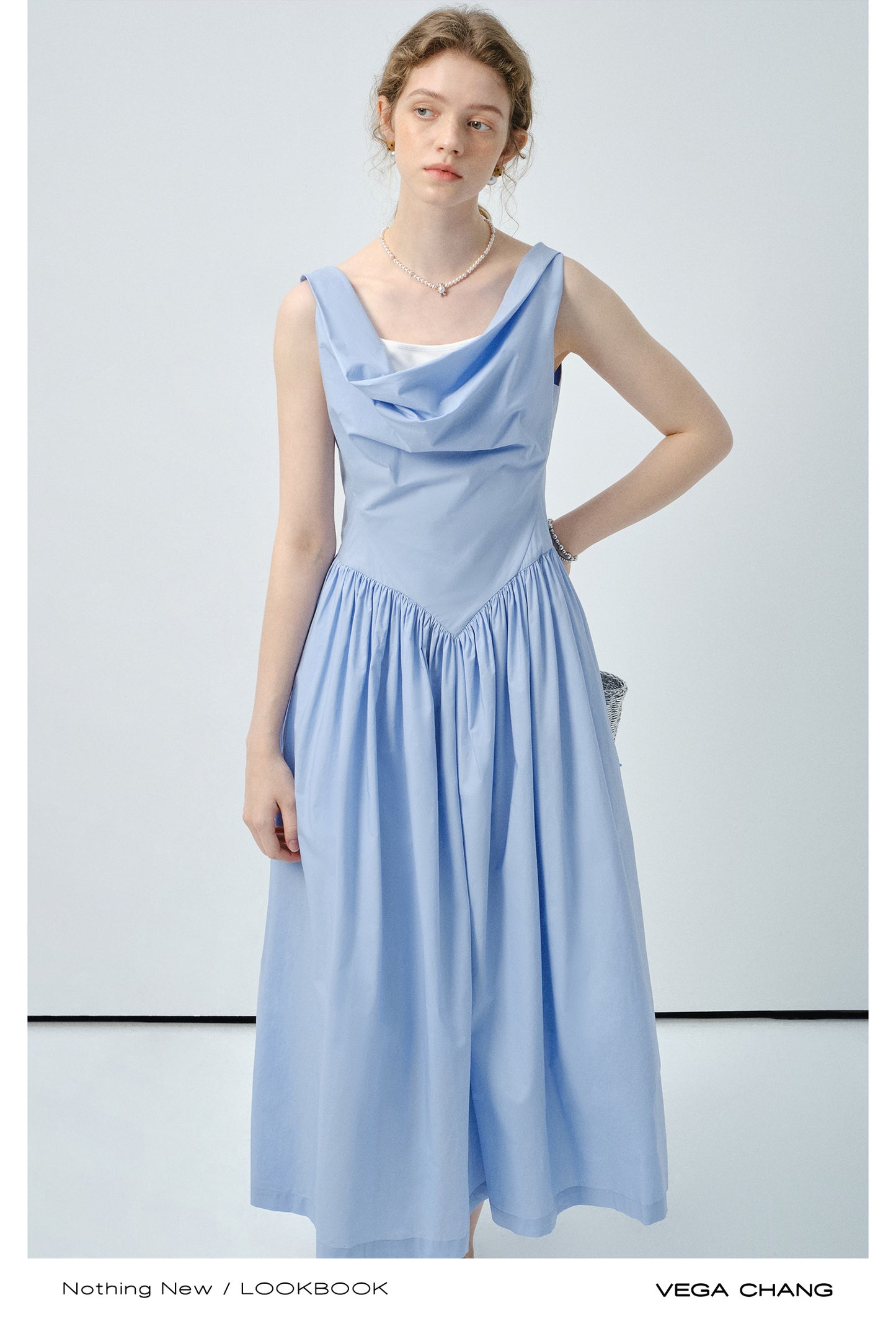 Two-Way Shoulder Draped Cotton Dress