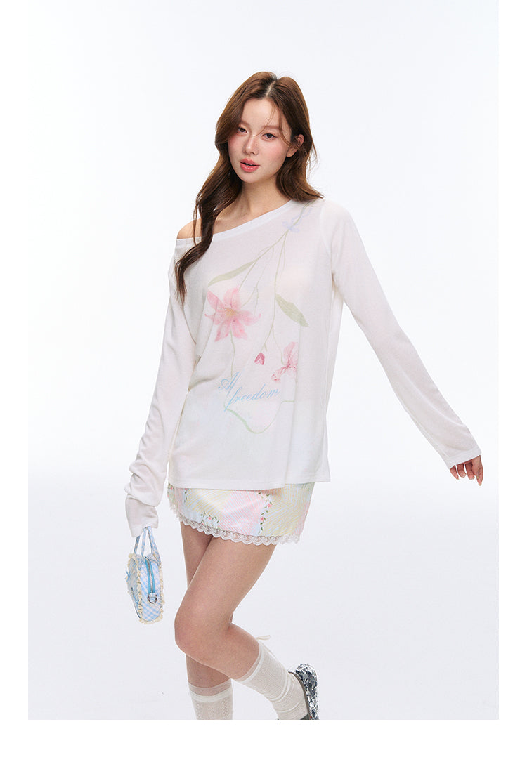 Oversized Flower Print Sun Protection T-Shirt