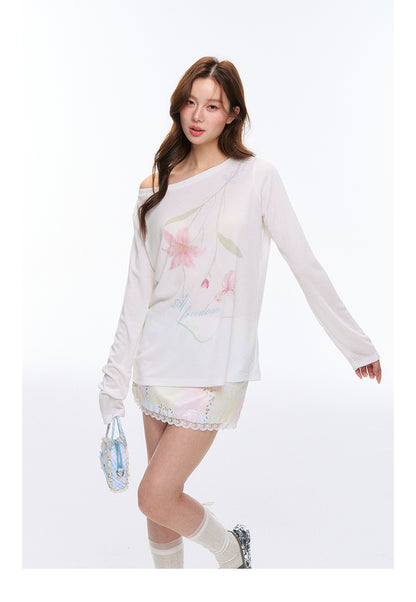 Oversized Flower Print Sun Protection T-Shirt