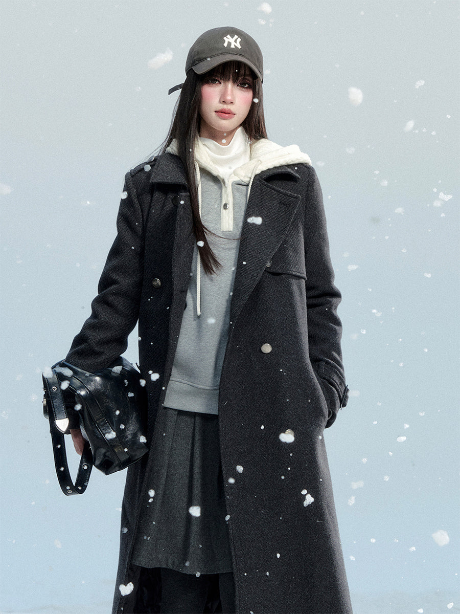 Double-Breasted Twill Coat With Quilted Lining