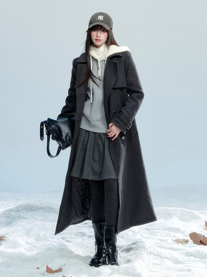 Double-Breasted Twill Coat With Quilted Lining