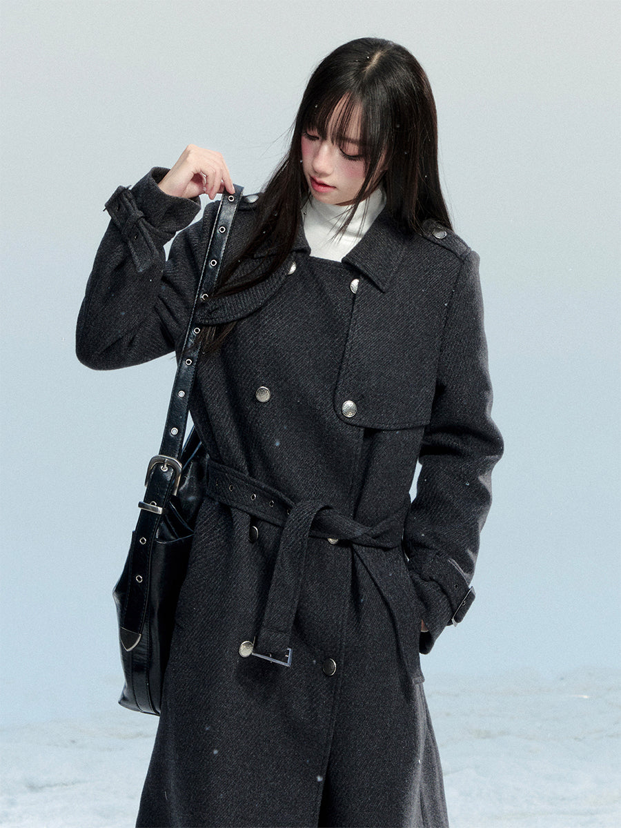 Double-Breasted Twill Coat With Quilted Lining