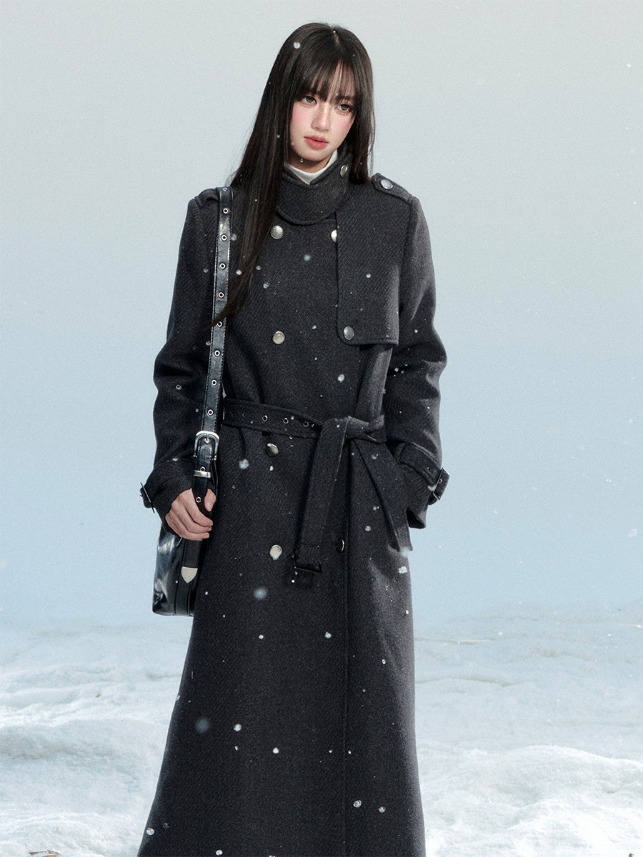 Double-Breasted Twill Coat With Quilted Lining