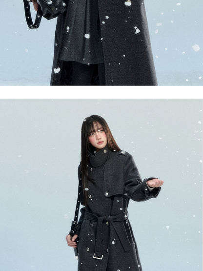 Double-Breasted Twill Coat With Quilted Lining