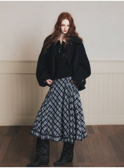 Double-Breasted Oversized Wool Short Coat