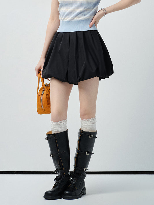 Bubble Hem Skirt-Style Pants