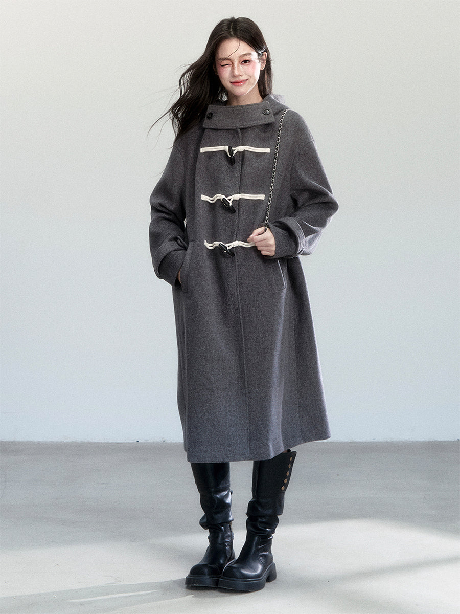 Hooded Duffle Coat With Toggle Buttons