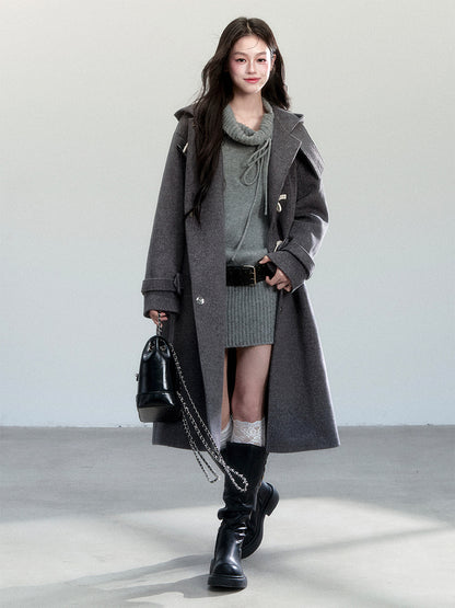 Hooded Duffle Coat With Toggle Buttons