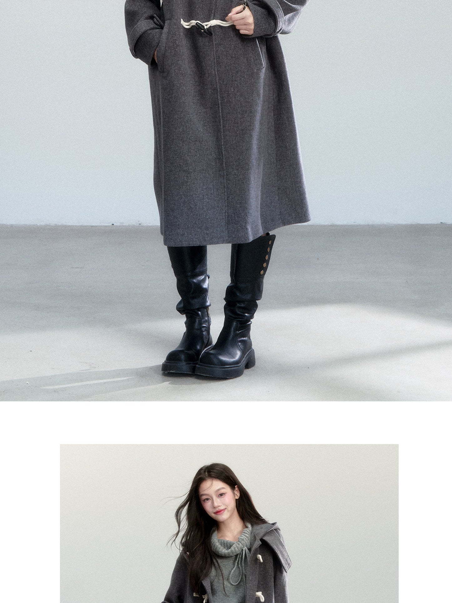 Hooded Duffle Coat With Toggle Buttons