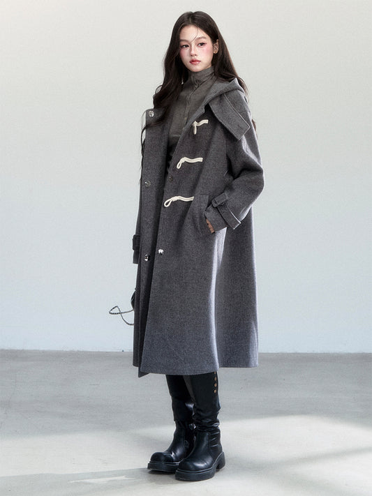 Hooded Duffle Coat With Toggle Buttons