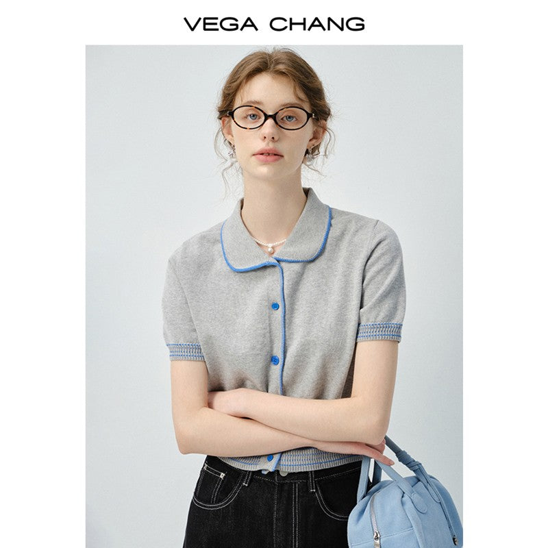 Round Neck Contrast Stitch Sweater