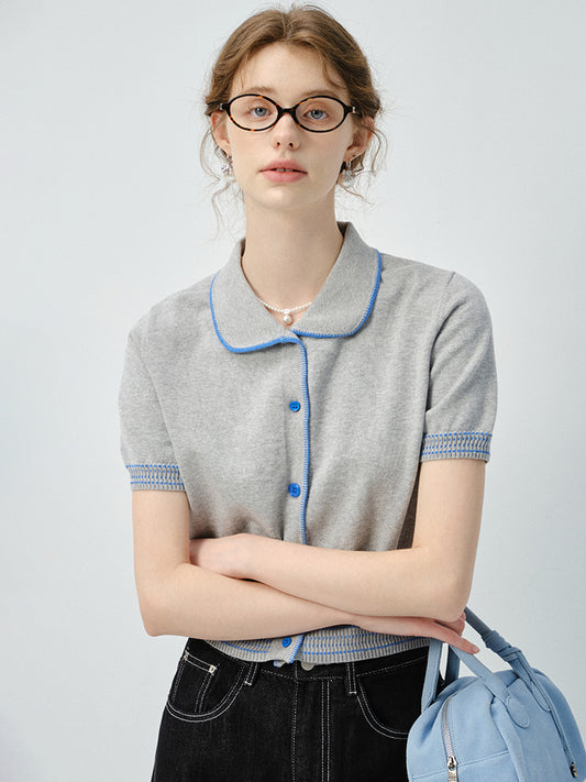 Round Neck Contrast Stitch Sweater