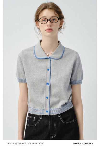 Round Neck Contrast Stitch Sweater