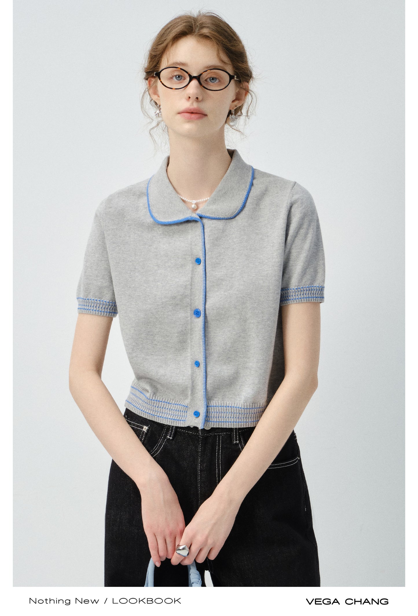 Round Neck Contrast Stitch Sweater