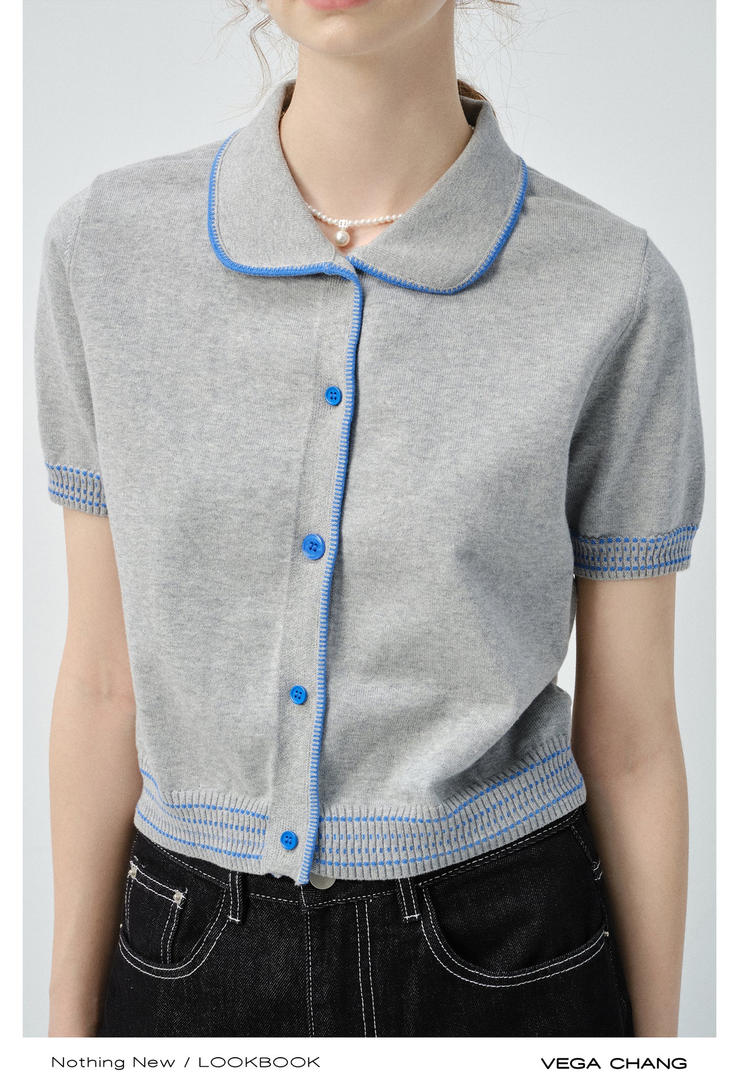 Round Neck Contrast Stitch Sweater