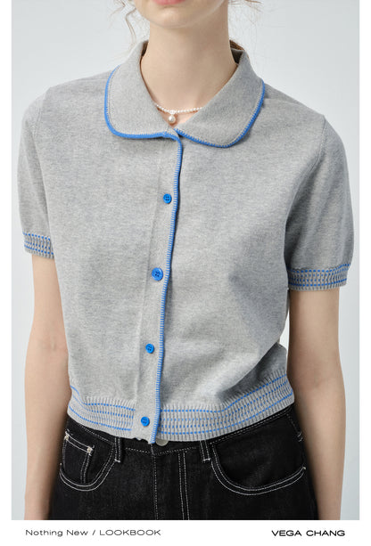 Round Neck Contrast Stitch Sweater